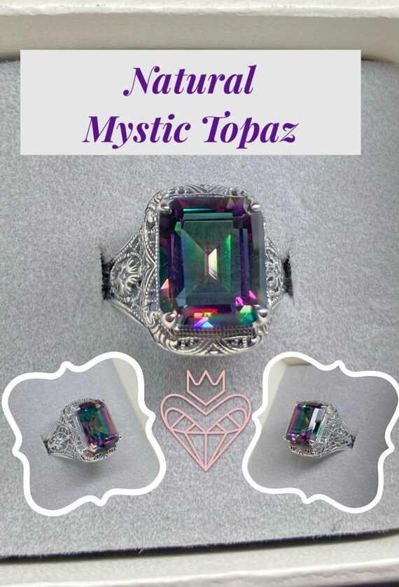 Mystische Topas Ring, Regenbogen Topas, Sterling Silber Ring, Mystische Feuer Topas, Verlobungsring, Versprechen Ring, Ehering, Böhmische Ri