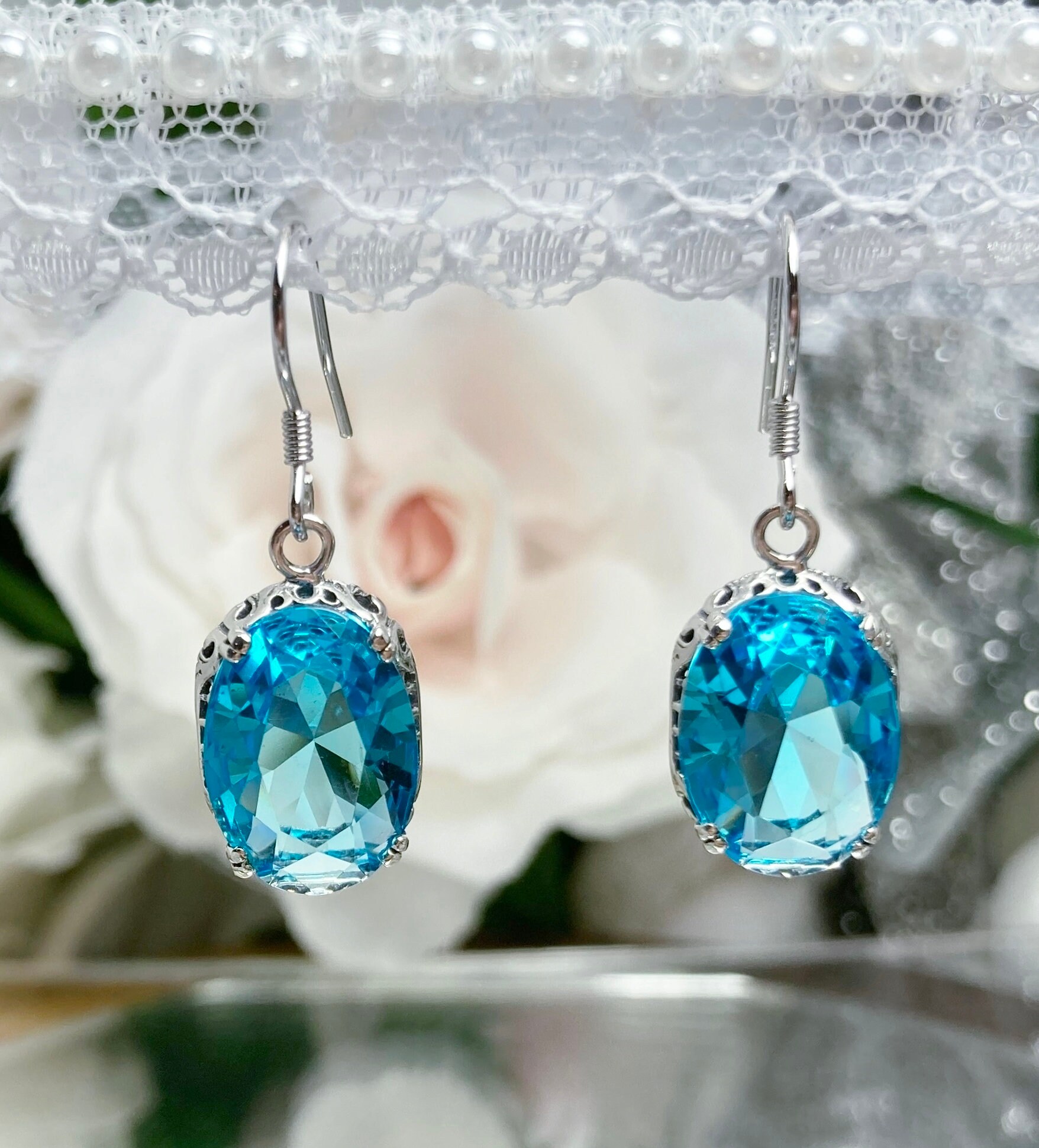 thumbnail image 2 of Handmade Rainbow Blue Topaz & Mystic Topaz Gemstone Silver Plated Pendant Earring Set (2 Pcs) 2 of 5