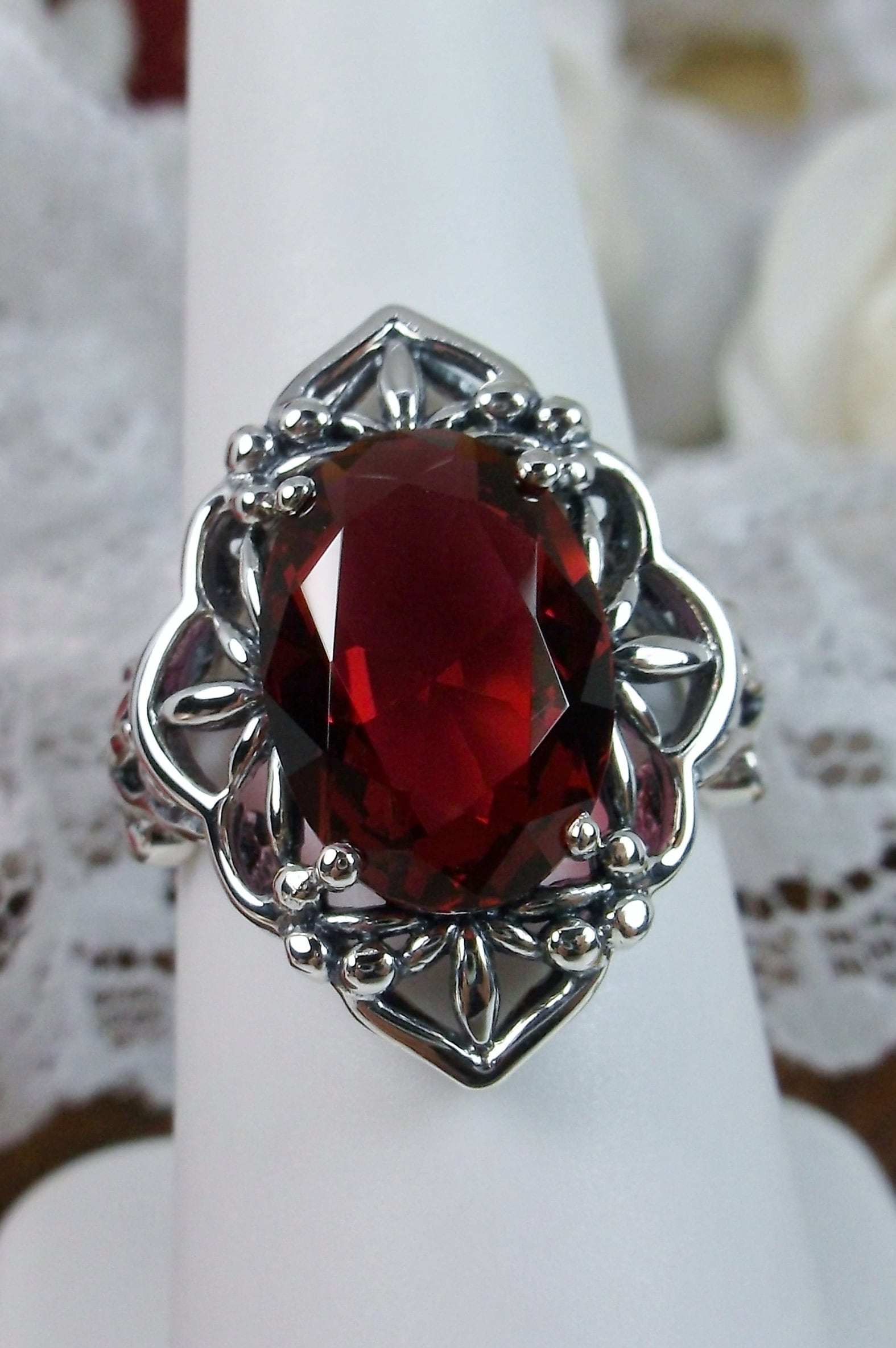 Ruby Ring / Oval Cut 6ct Gem With Gothic Sterling Silver Filigree ...