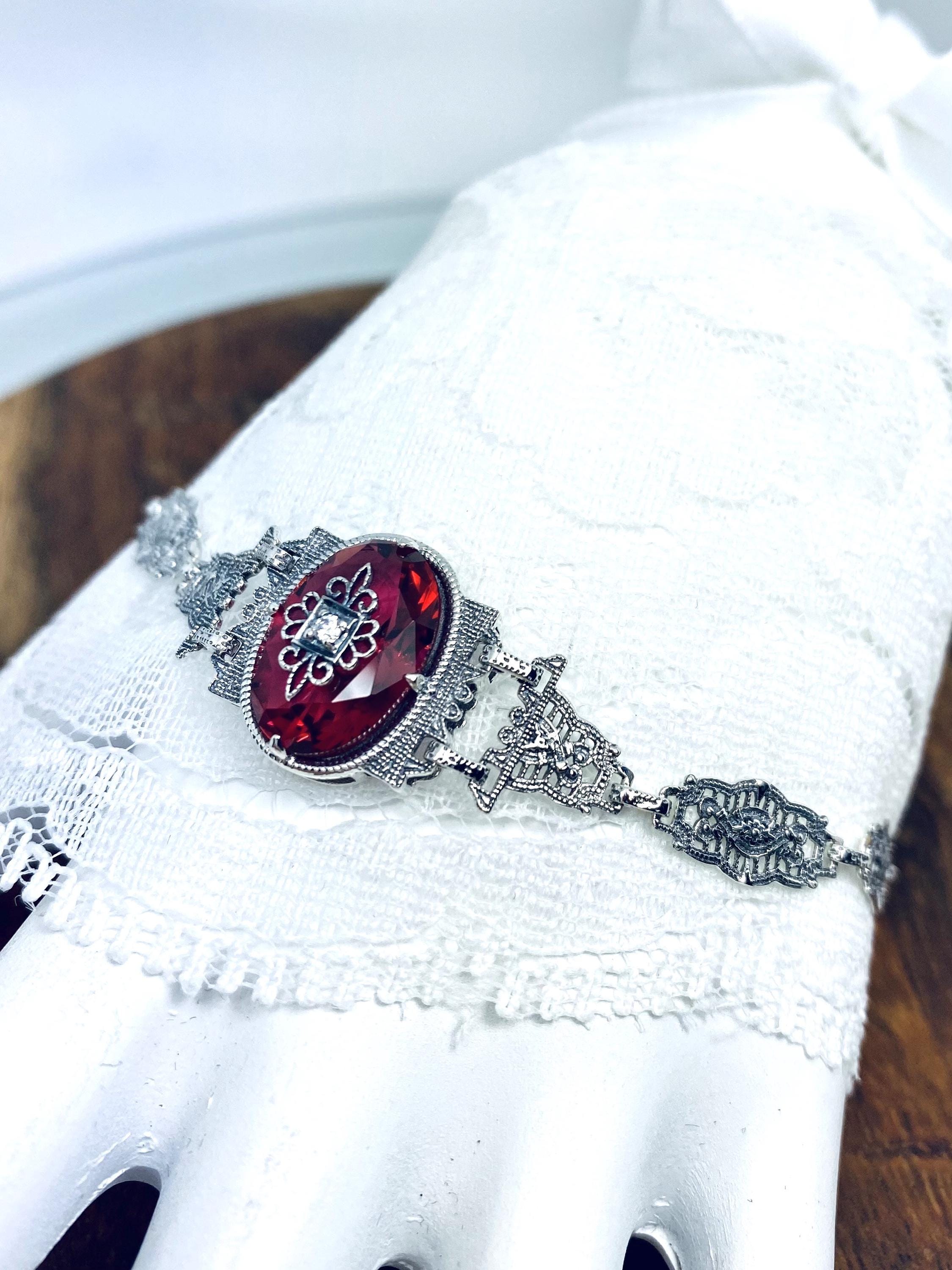 Pink Gemstone Embellished Bracelet Sterling Silver CZ