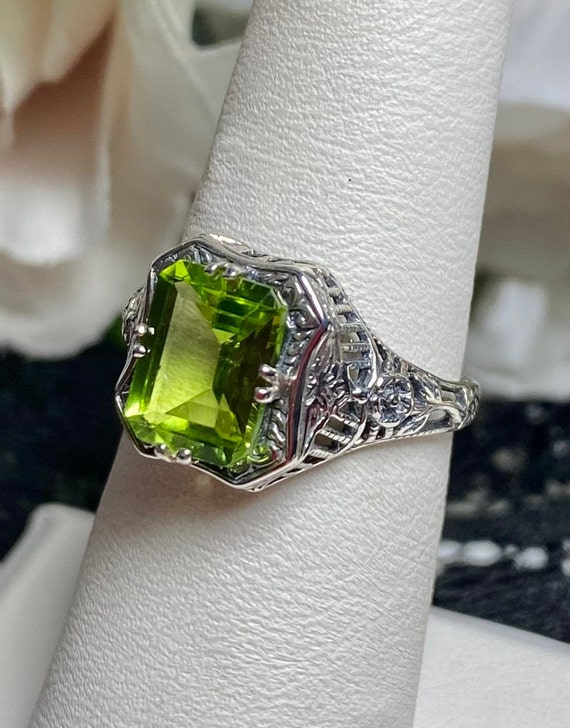 Buy Natural Peridot Ring Size 8 Sterling Silver Natural Green Peridot Lovely Rectangle Floral Filigree in Stock ready to Shipdesign148 Online in India Etsy