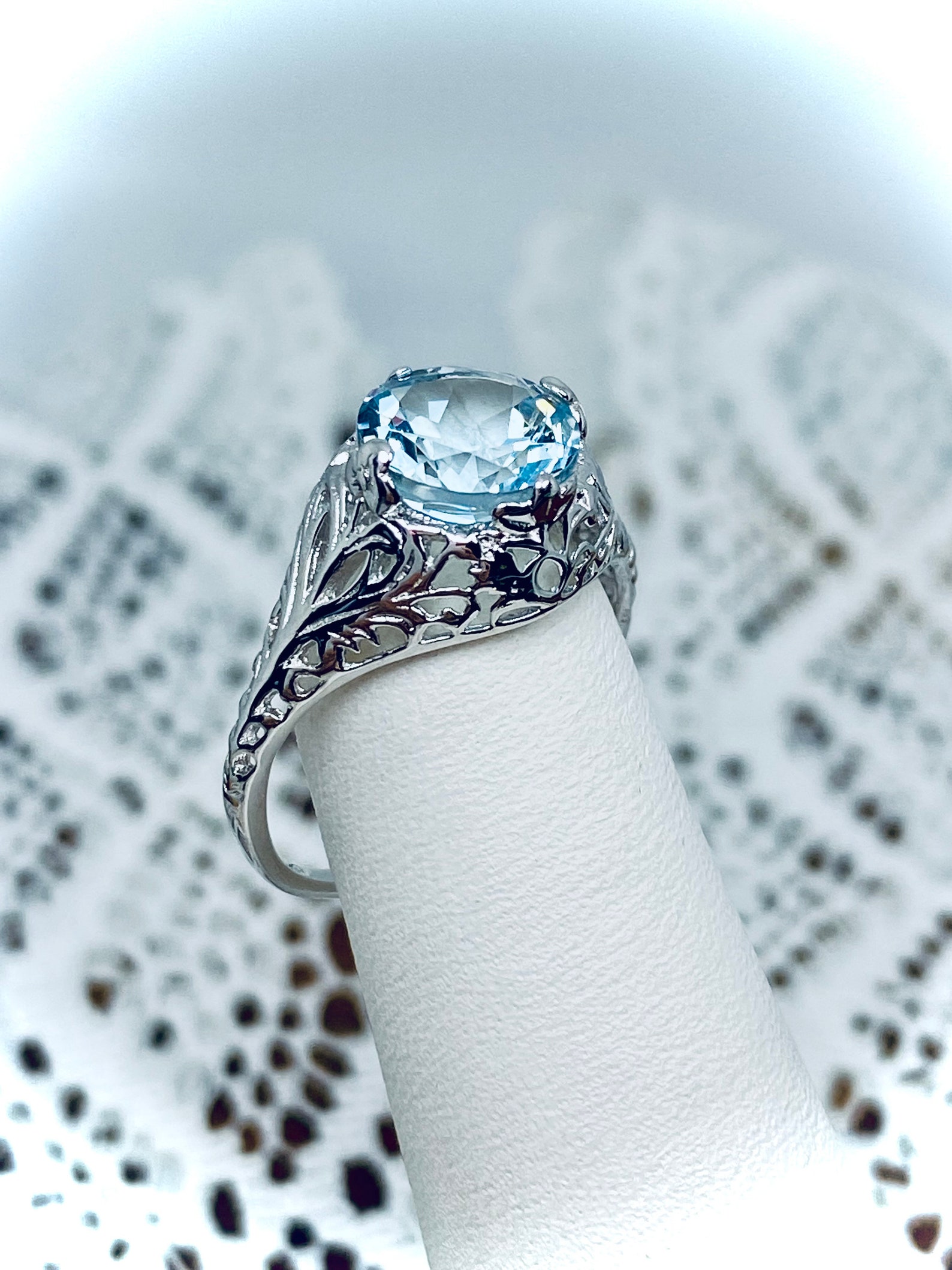 White Gold Ring/ 10k Gold/ Choose Natural Sky Blue Topaz or Etsy