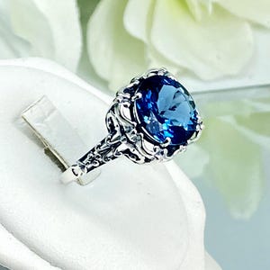London Blue Topaz Ring • 7ct Round Gemstone • Sterling Silver 925 ...
