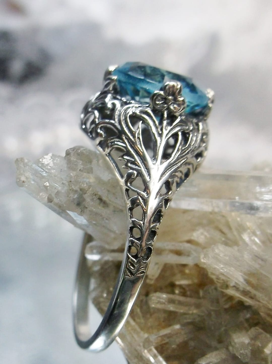 Anello In Argento Sterling Con Pietra A Cuore - Gioiello Regolabile Con Cristalli, Placcato Oro 14K