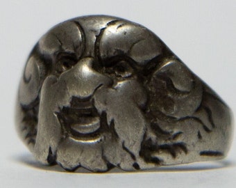 Wolf boy ring, circus ring, green man ring, north winds ring, face ring