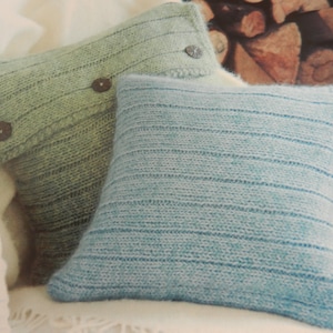 Knitting Pattern Ribbed Knitted Cushions Cashmere Aran Mohair Vintage