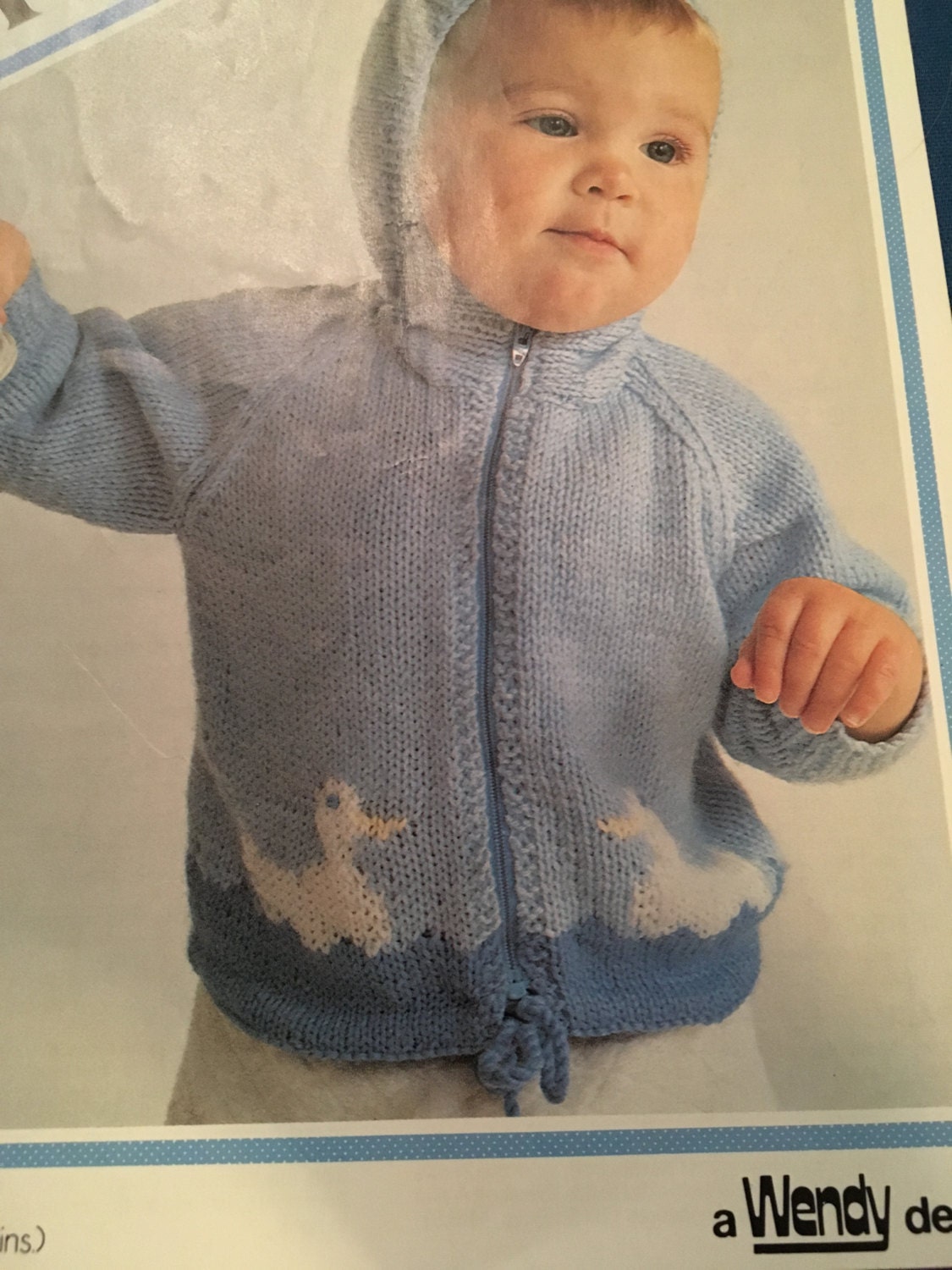 Knitting Pattern Baby Hooded Jacket / Cardigan With Duck Etsy