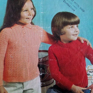Knitting Pattern Children Girl Boy Jumper 22-27&quot; Vintage PDF