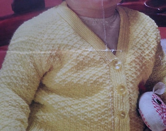 Knitting Pattern Children Baby Boy Girl Cardigan 3/4 Ply and DK 19-22" Vintage