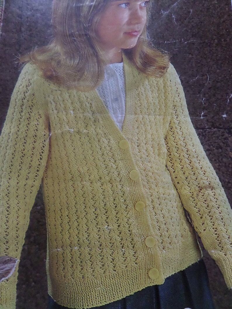 Knitting Pattern Children Baby Girl Lacy Cardigan 4 Ply and DK Etsy UK