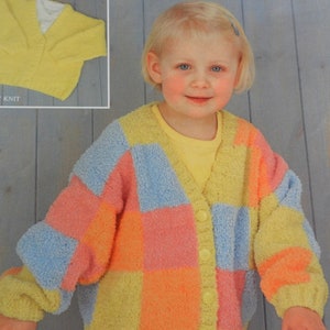Knitting Pattern Girls Boys V Neck Cardigan DK 22-32&quot; 1-12 Years Vintage