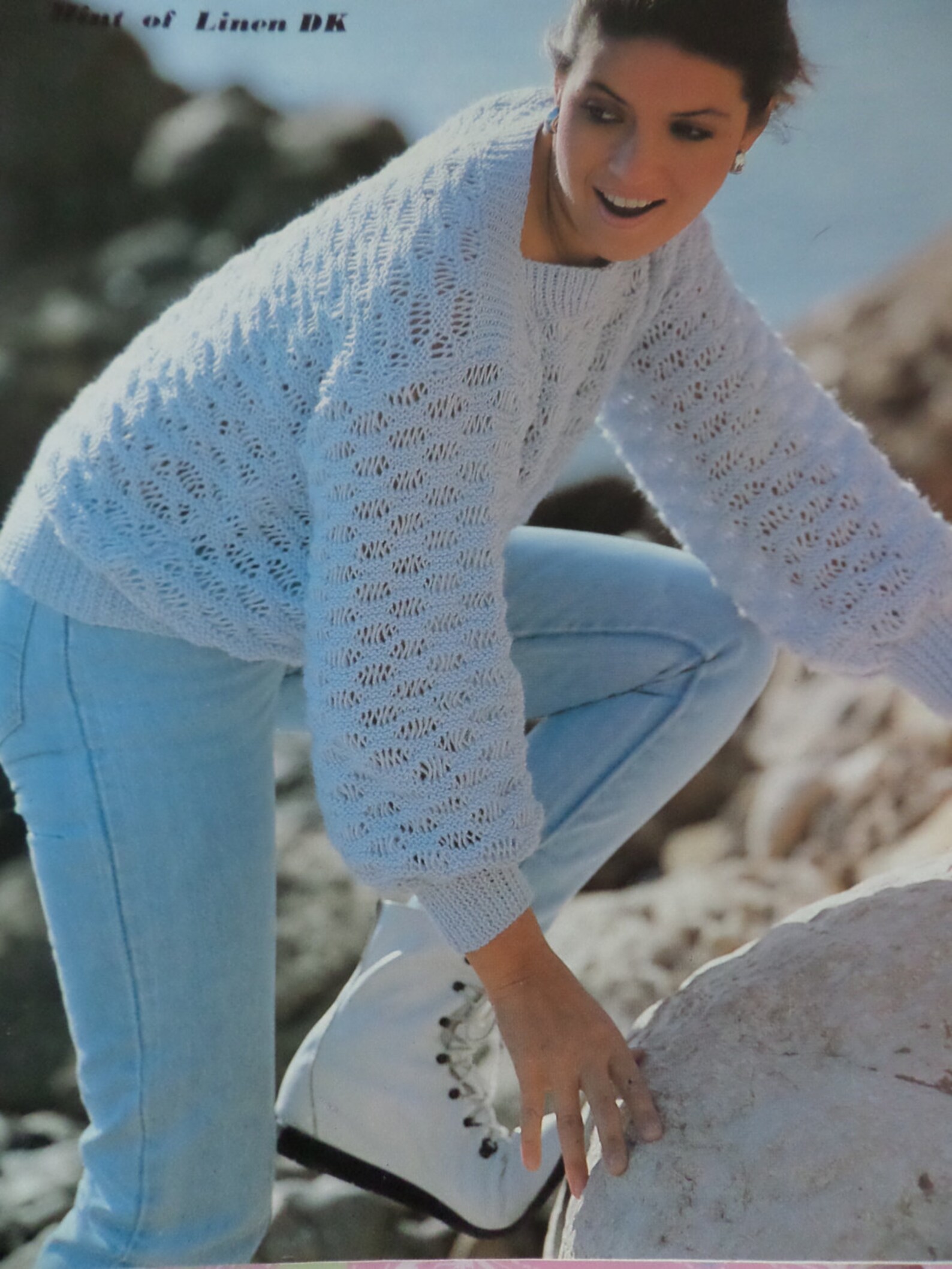 Knitting Pattern Women Ladies Jumper Simple Lacy Sweater DK 3040