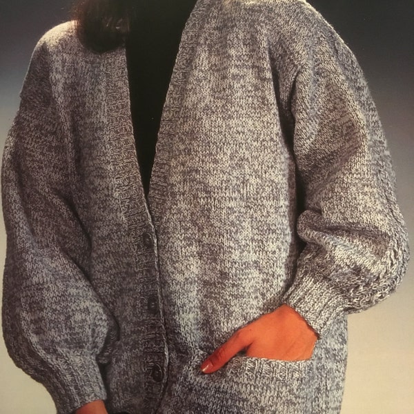 Knitting Pattern Women Ladies Long Cardigan DK 30-42" Vintage PDF