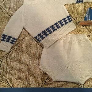Knitting Pattern DK Baby Jumper And Pants Set 18-22&quot; Chest Vintage PDF