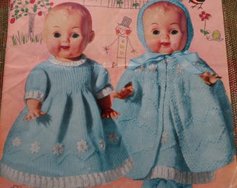 Knitting Pattern Dolls Clothing To Fit 10-14" size Doll 3 Ply Vintage