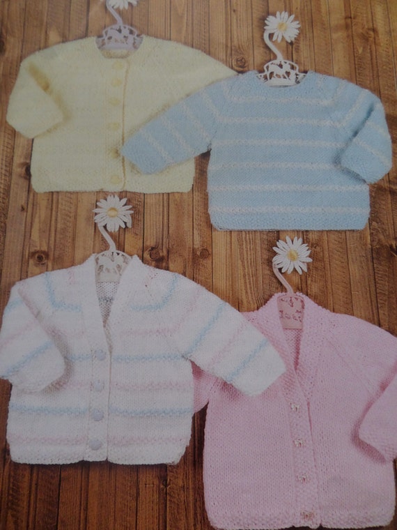 Babies Children Knitting Pattern Cardigans and Jumper DK Etsy