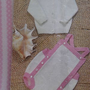 Knitting Pattern Baby Girl Boy Cardigan and Romper DK 19-21&quot; Chest Vintage PDF