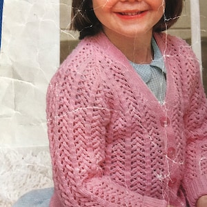 Knitting Pattern Children Baby Girl Cardigan 3-4 Ply DK 22&quot;-30&quot; Vintage PDF