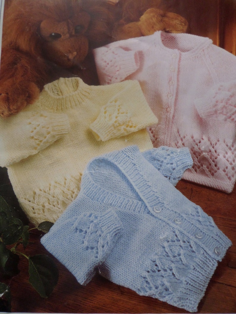 Babies Knitting Pattern Cardigans and Jumper Quick Knit DK 1622 Chest Vintage Etsy UK