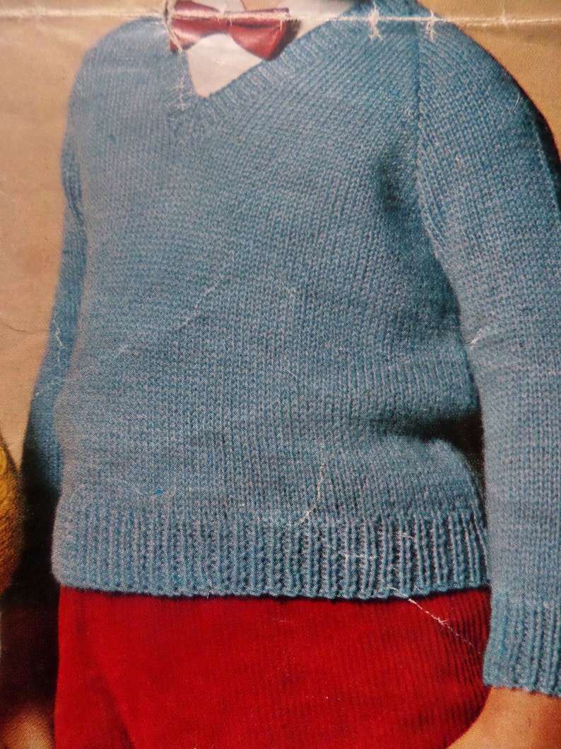 Knitting Pattern Children Girl Boy V Neck Jumper 2024 DK or 4 Ply