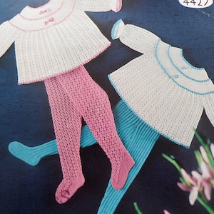 Knitting Pattern Baby Angel Top/Jumper and Tights 4 Ply DK 18-22&quot; Chest Vintage