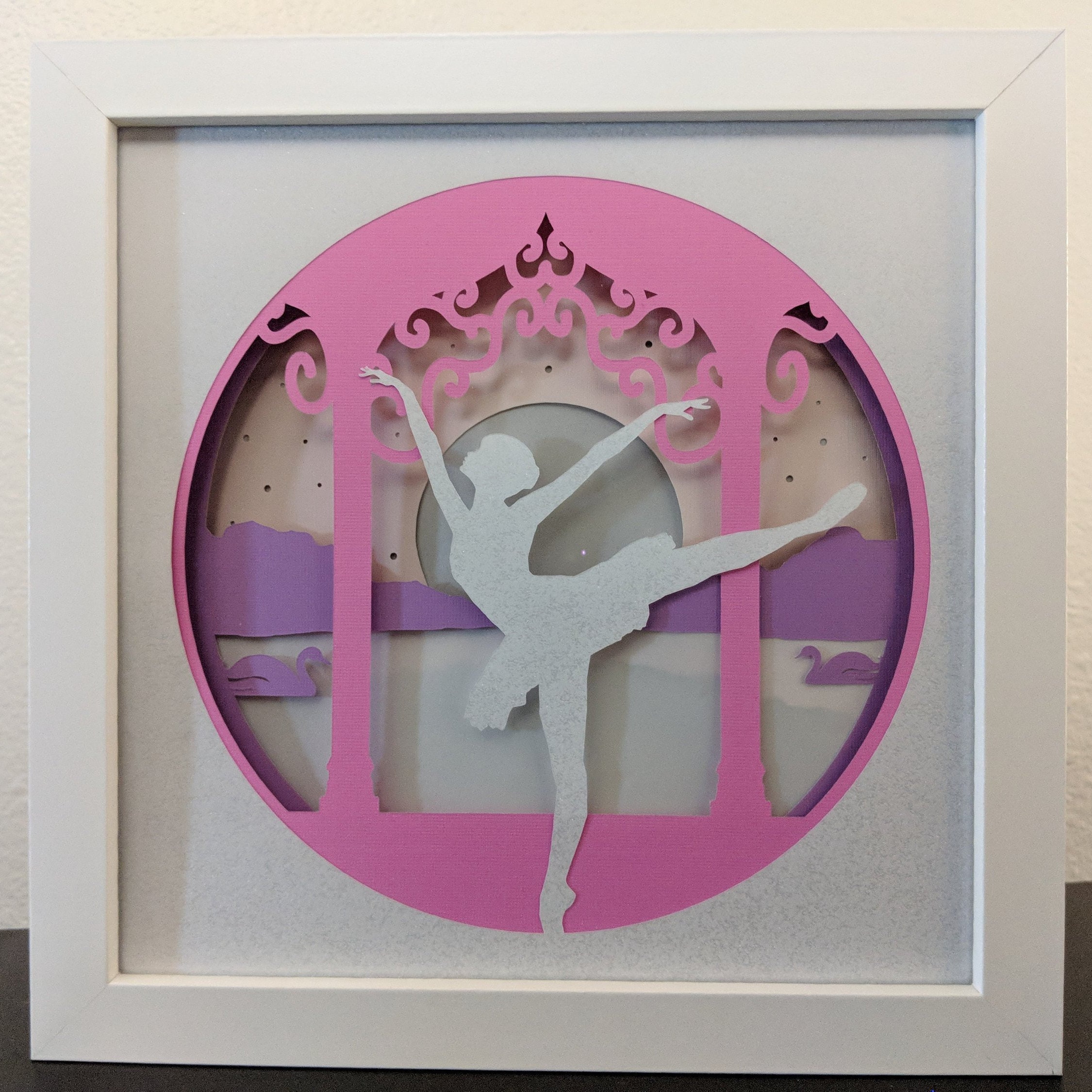 Swan Lake Ballerina Paper Art Lightbox - Moonlit Ballet Swan Lake Wall ...