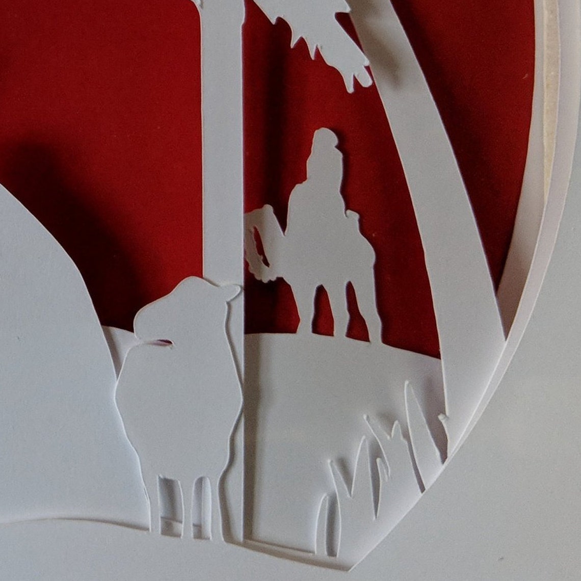Nativity Paper Art Light Box - Mary Joseph and Baby Jesus in the Manger ...