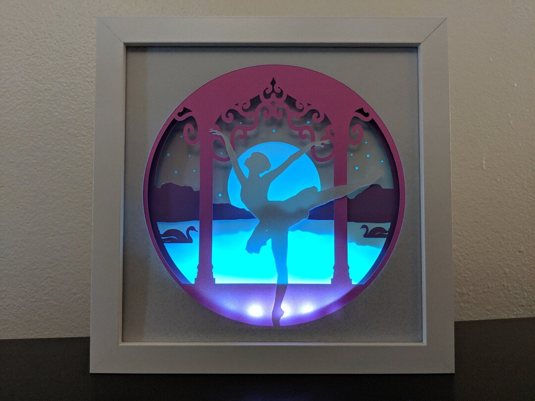 Swan Lake Ballerina Paper Art Lightbox - Moonlit Ballet Swan Lake Wall ...