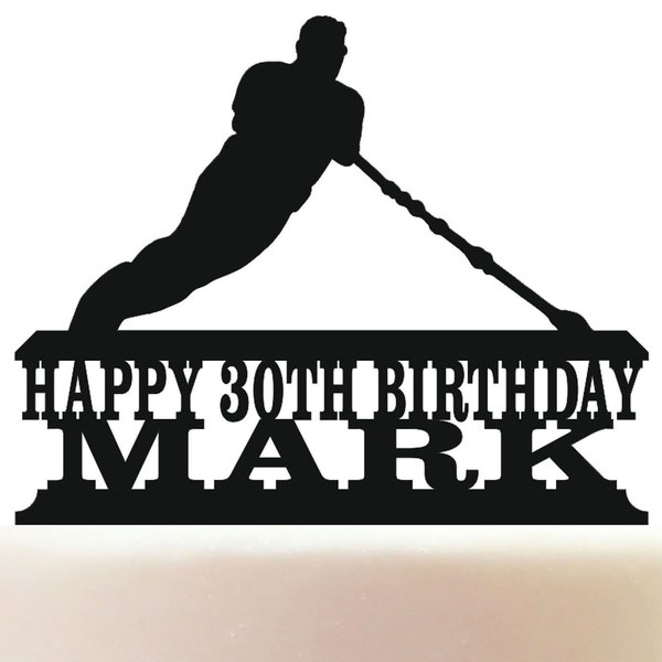 Personalised Acrylic Water Skiing Birthday Cake Topper Decoration