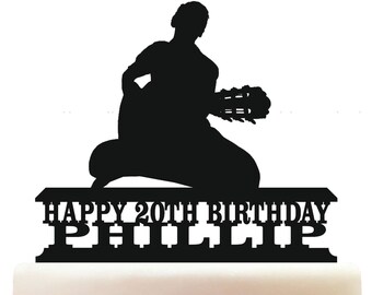 Personalised Acrylic Man Playing Guitar Birthday Cake Topper Decoration