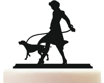 Retro 50s Pin Up Calendar Girl & Dog Cake Topper