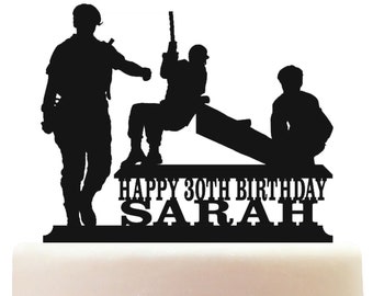 Personalised Acrylic Female Army Soldier Military Girl Personnel Birthday Cake Topper Decoration