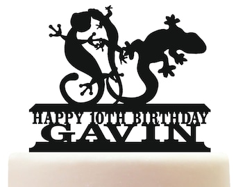 Personalised Acrylic Pet Gecko Reptile Lizard Birthday Cake Topper Decoration
