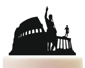 Acrylic Ancient Rome Ruins and Julius Caesar Roman Civilisation Cake Topper Decoration