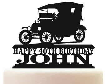 Personalised Acrylic Model T Year 1908 - 1927 Vintage American Classic Car Birthday Cake Topper Decoration