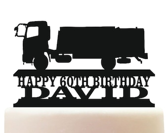 Personalised Acrylic Lorry and Truck Driver Birthday Cake Topper Decoration