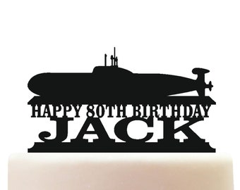 Personalised Acrylic Navy Submarine Birthday Cake Topper For Submariners