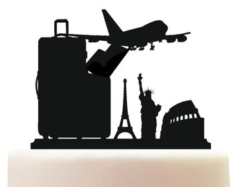 Acrylic Travel Themed Suitcase Birthday Cake Topper Decoration