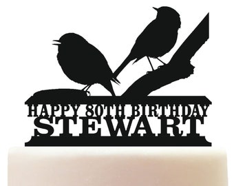 Personalised Acrylic Robin Bird Cake Topper Decoration