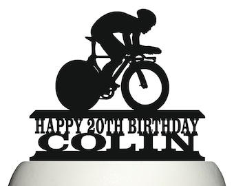 Personalised Acrylic Cycling Individual Trial Bike Racing Birthday Cake Topper