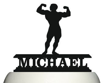 Personalised Acrylic Male Bodybuilder Birthday Cake Topper Decoration