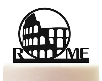 Acrylic Rome Themed City Skyline Colosseum Celebration Cake Topper Decoration