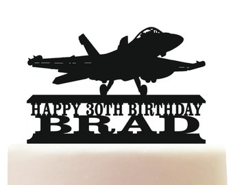 Personalised Acrylic Airforce Fighter Plane Birthday Cake Topper Decoration