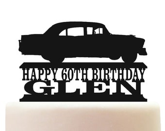 Red 1950s Classic Car Birthday ~ Edible 2D Fondant Birthday CakeCupcake Topper ~ D22959