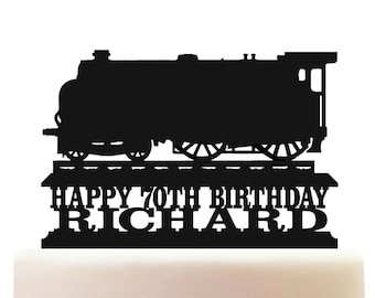 Personalised Acrylic Adult Steam Train Locomotive Engine Cake Topper Decoration Ref 2