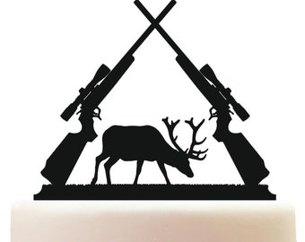 Acrylic Deer Hunting Birthday Cake Topper Decoration