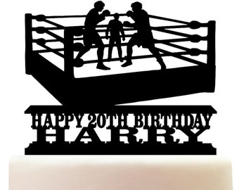 Personalised Acrylic Boxing Ring Birthday Cake Topper Decoration