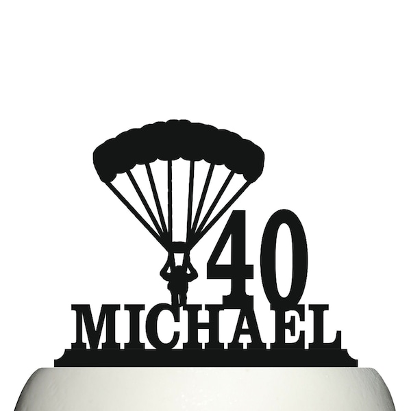 Personalised Acrylic Parachute Birthday Cake Topper Name & Age Decoration Ref 2