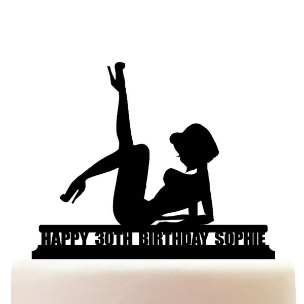 Personalized Acrylic Burlesque Pinup Striptease Cabaret Dancer Birthday Cake Topper Decoration