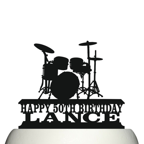 Personalised Acrylic Drum Kit Percussion Musical Instrument Birthday Cake Topper Decoration